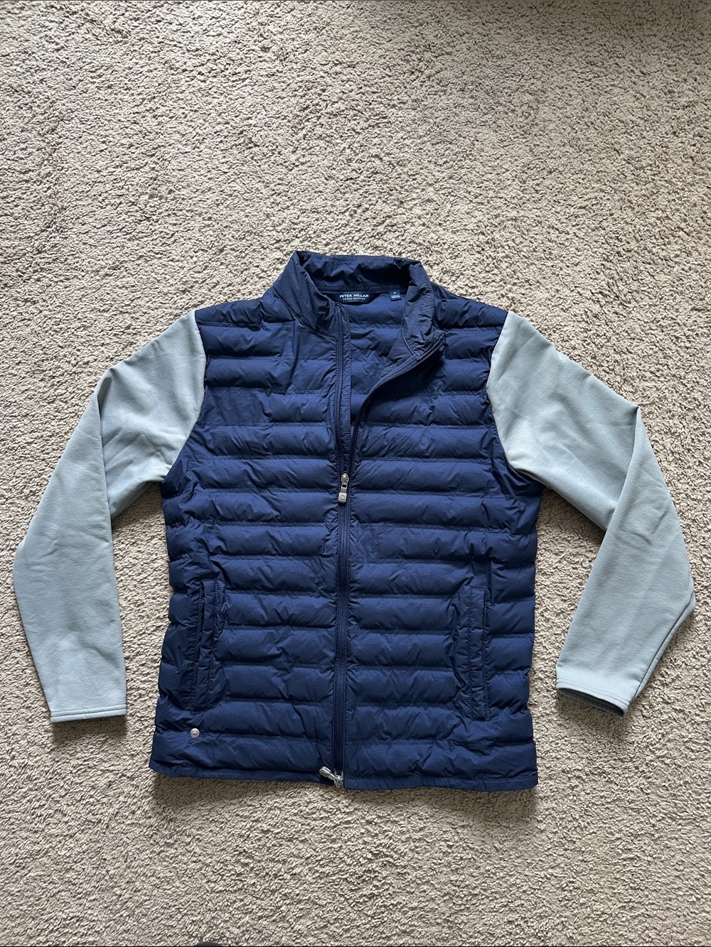 Peter Millar Crown Crafted Stitchless Baffle Jacket - Navy Gray - Men's M